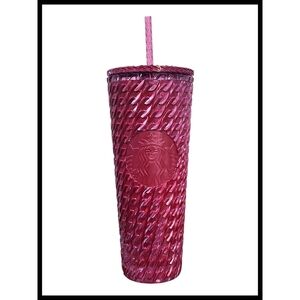 NWT Starbucks 2024 Chainlink Siren Cold Cup Tumbler Screw Lid Marble Berry Red